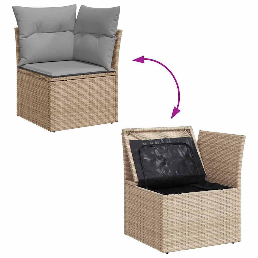 Sjedeća garnitura za vrt s pohranom 9 pcs Bež poliratan