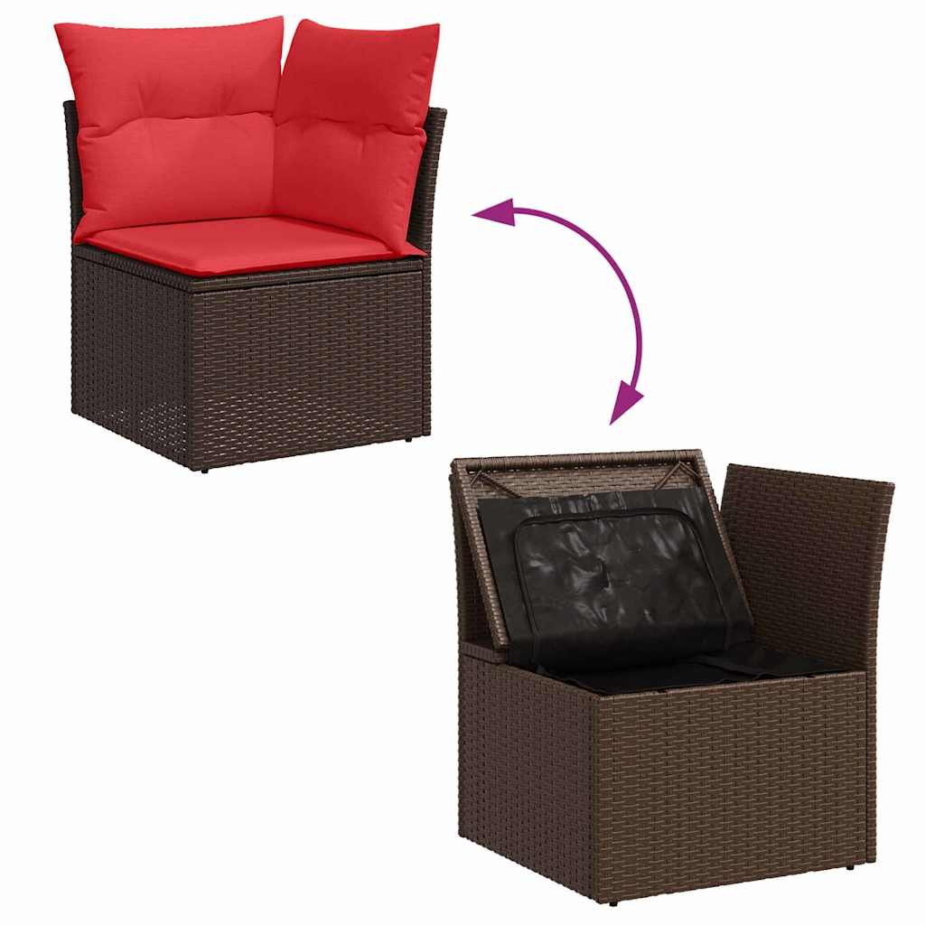 Sjedeća garnitura za vrt s pohranom 10 pcs Bež poliratan