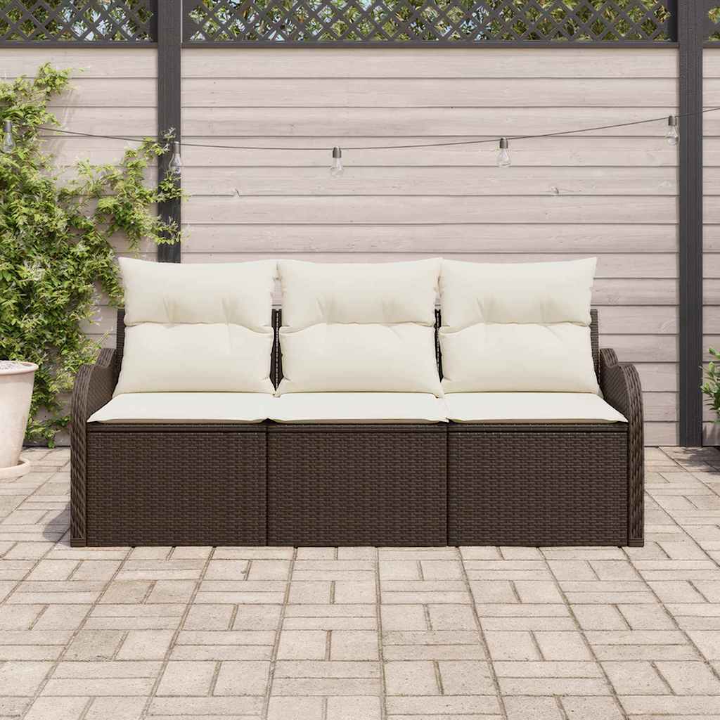 Sjedeća garnitura za vrt s pohranom 3 pcs Smeđa Poli ratan