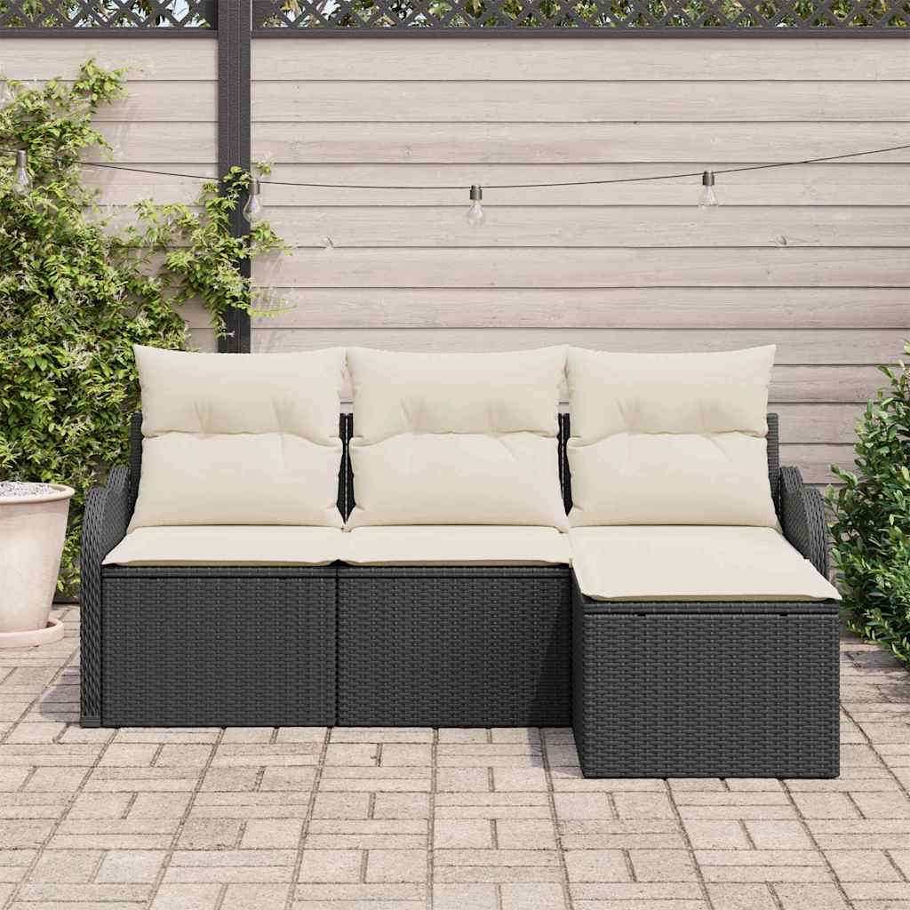 Sjedeća garnitura za vrt s pohranom 4 pcs Crna poliratan