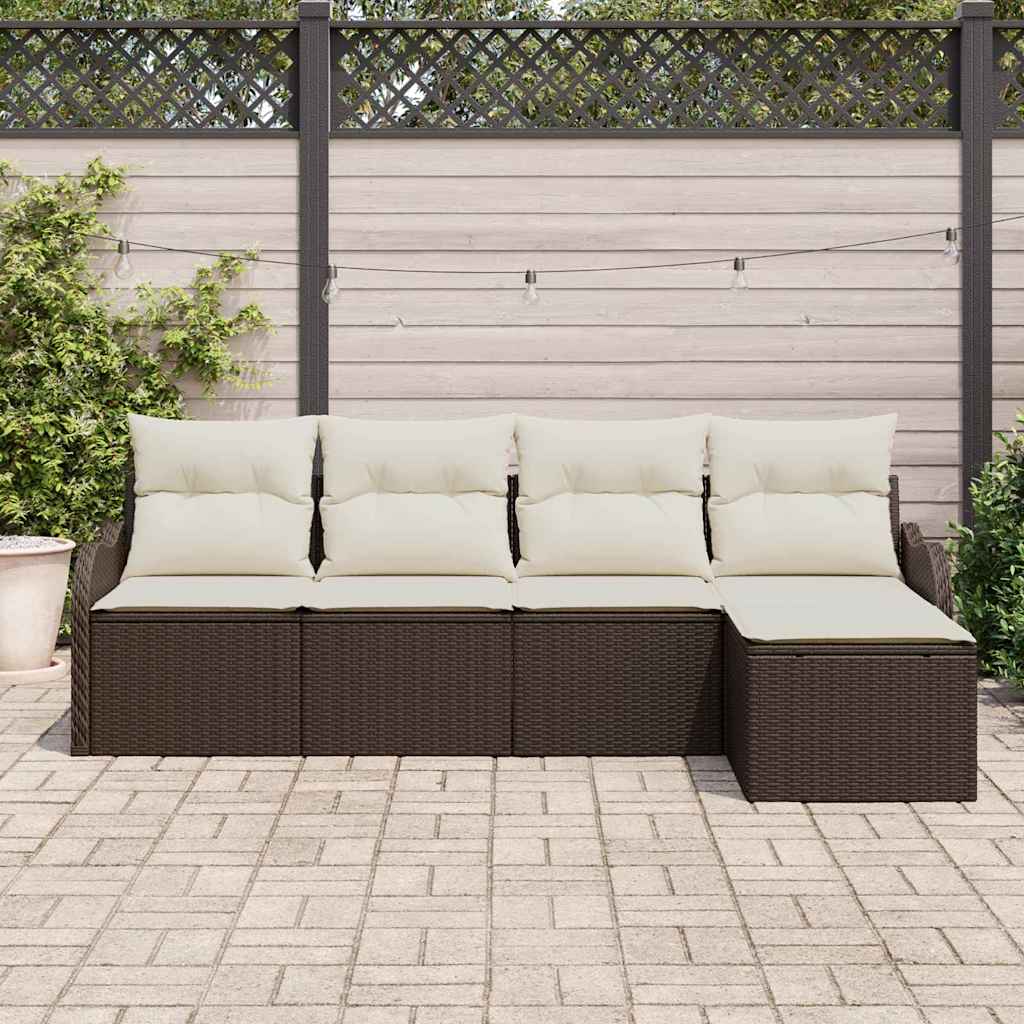 Sjedeća garnitura za vrt s jastukom 5 pcs Smeđa Poli ratan