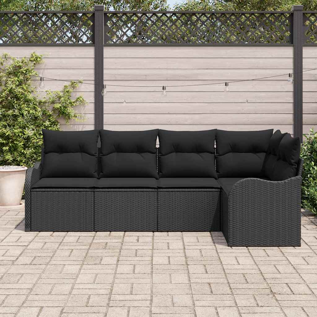 Sjedeća garnitura za vrt s pohranom 5 pcs Crna poliratan