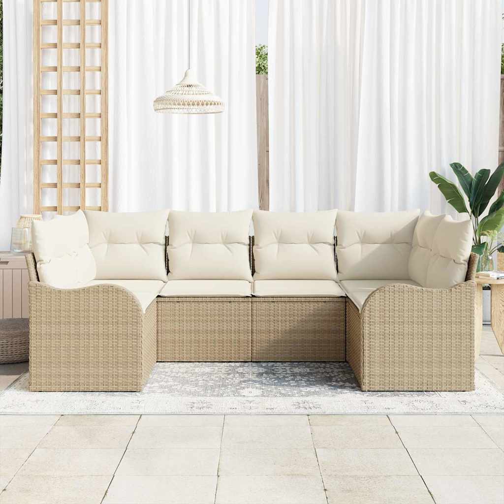 Sjedeća garnitura za vrt 6 pcs Bež i bijela Poli ratan