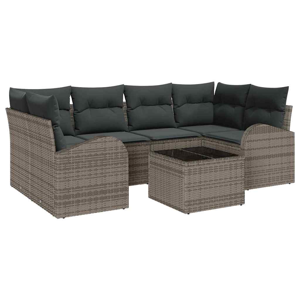 Sjedeća garnitura za vrt s pohranom 7 pcs Siva poliratan