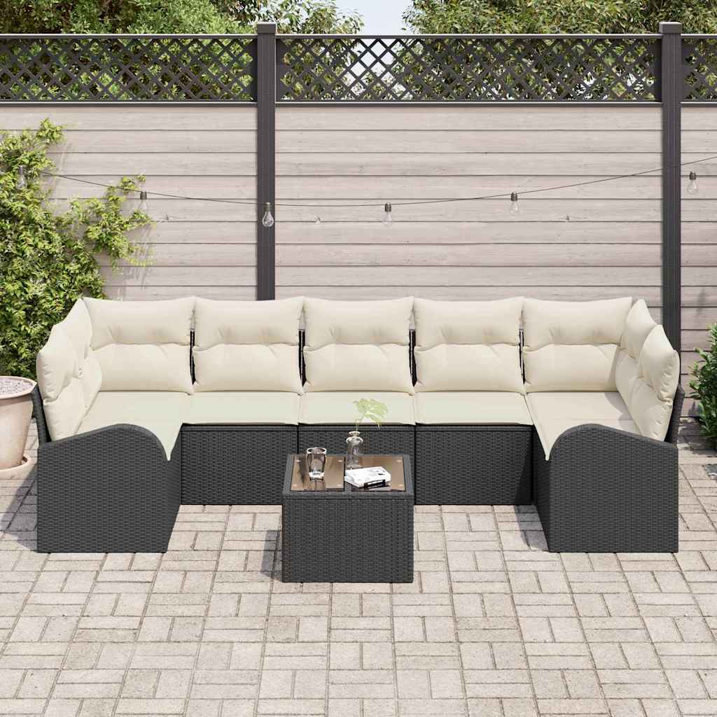 Sjedeća garnitura za vrt 8 pcs Crna i Krema 289 x 124 x 69 cm
