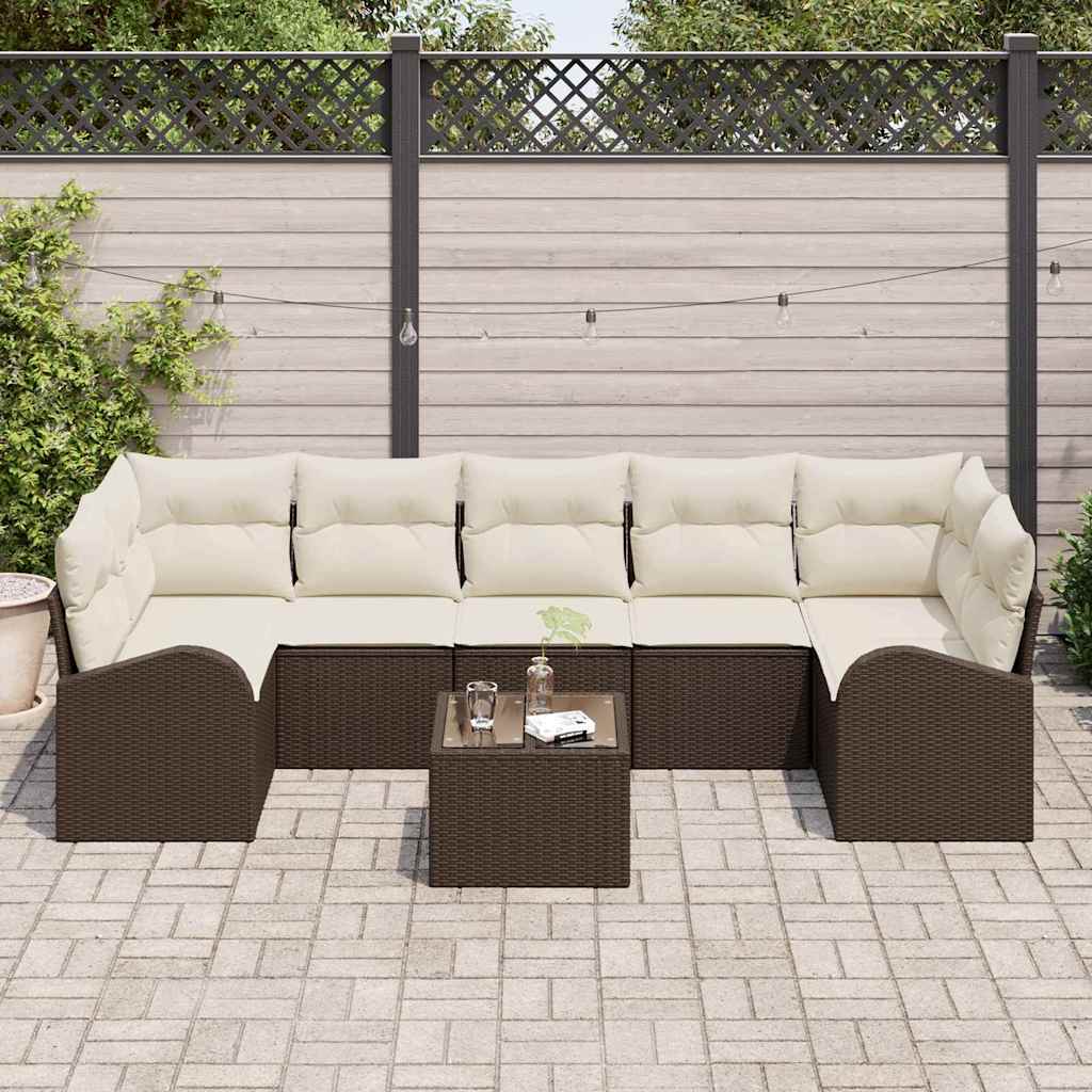 Sjedeća garnitura za vrt 8 pcs Smeđa i krem 289 x 124 x 69 cm