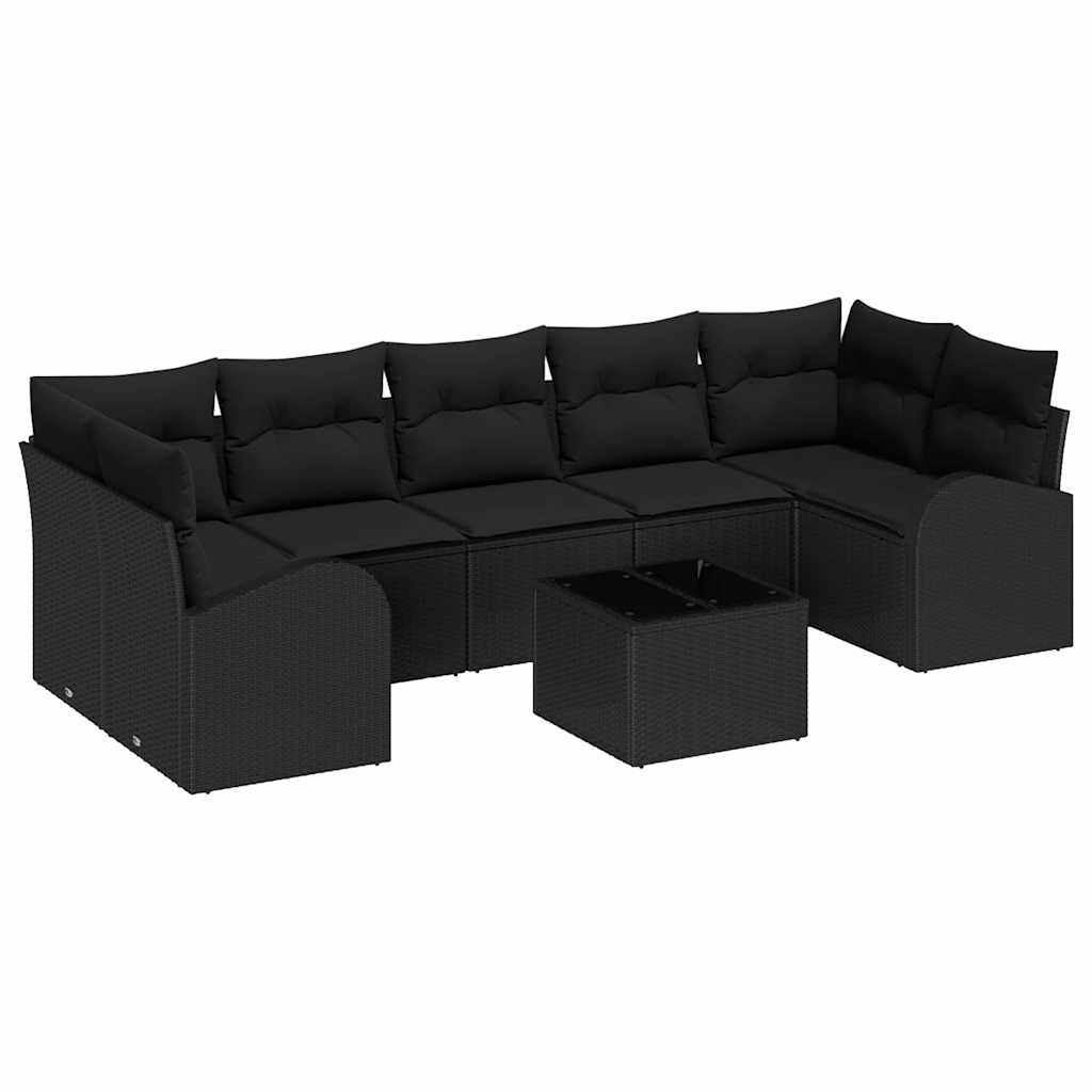 Sjedeća garnitura za vrt s pohranom 8 pcs Crna poliratan
