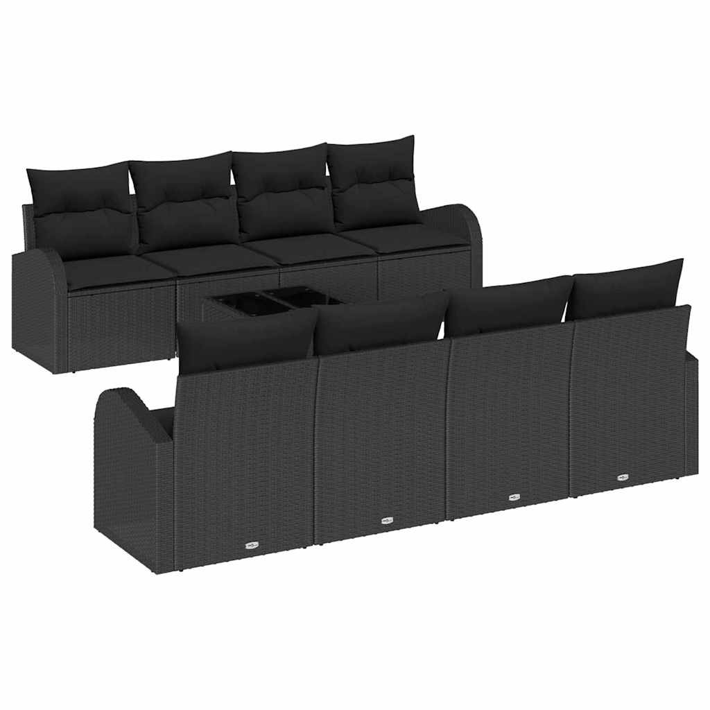 Sjedeća garnitura za vrt s pohranom 9 pcs Crna poliratan