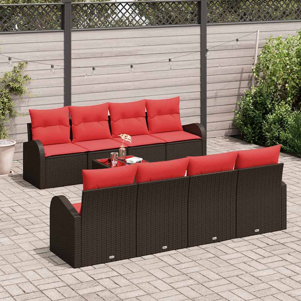 Set sofe s jastukom s pohranom 9 pcs Bež i Crvena poliratan