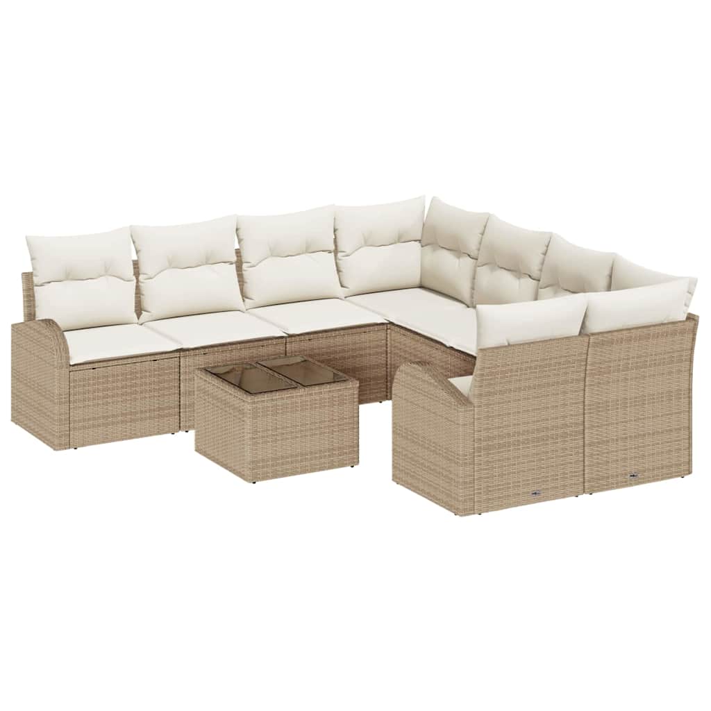 Set sofe s jastukom s pohranom 9 pcs Bež i krema poliratan