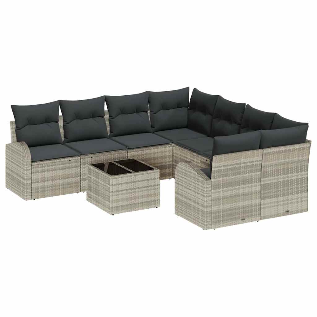 Set sofe s jastukom 9 pcs Svijetlo siva i tamno siva poliratan