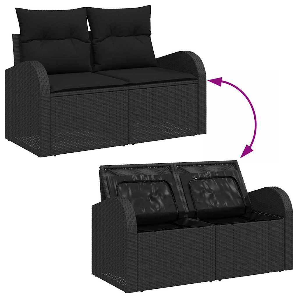Set sofe s jastukom s pohranom 9 pcs Crna poliratan