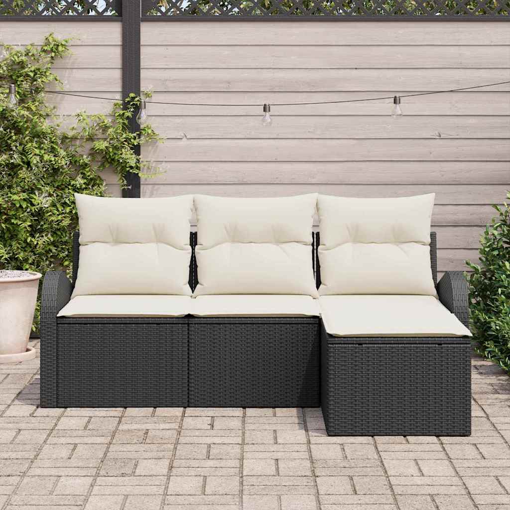 Set sofe s jastukom s pohranom 4 pcs Crna i bijela poliratan