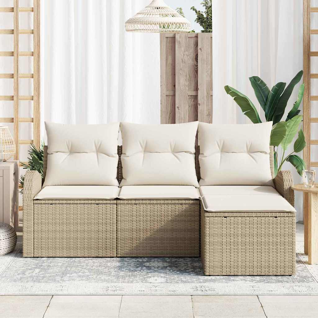 Set sofe s jastukom s pohranom 4 pcs Bež i Bijela poliratan