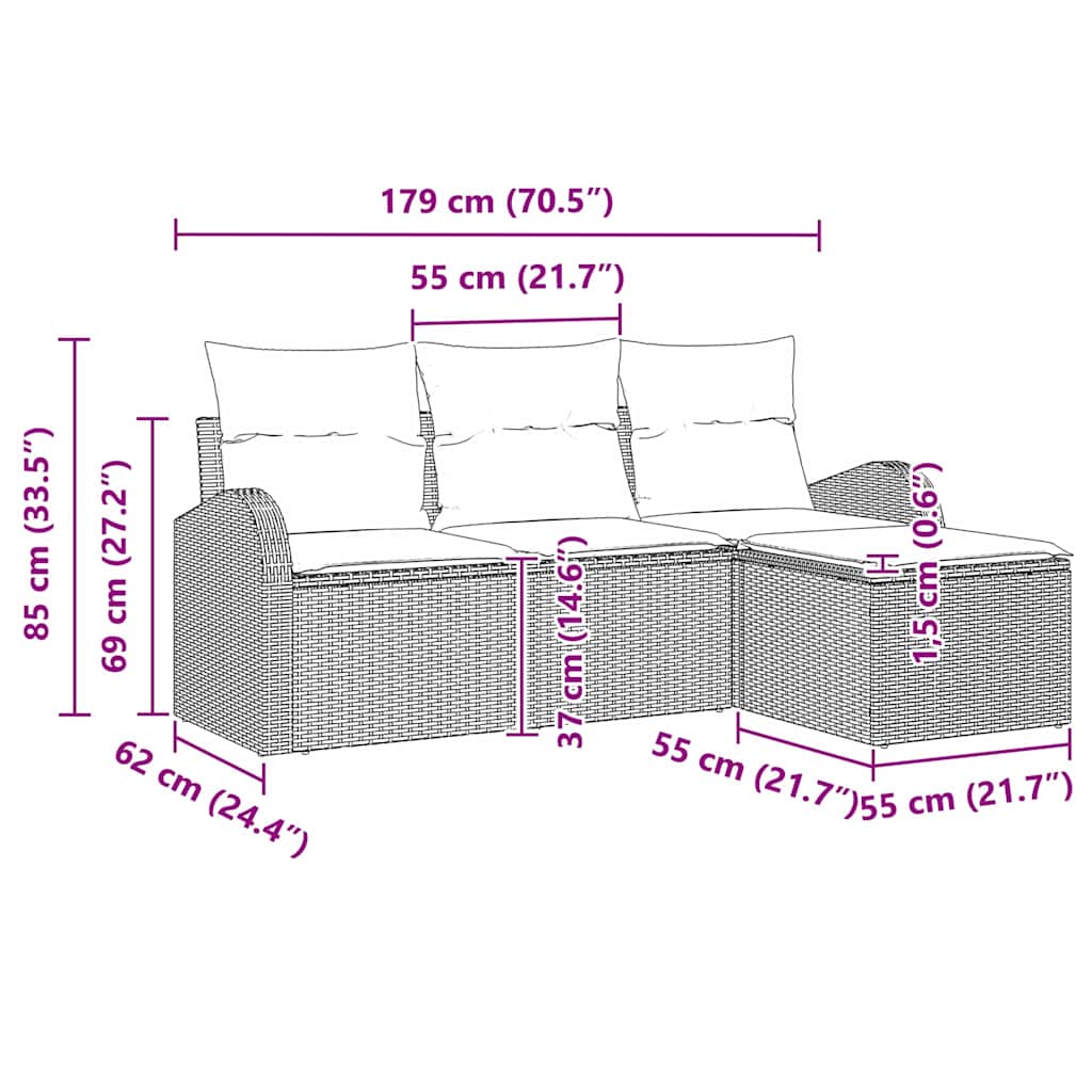 Set sofe s jastukom s pohranom 4 pcs Bež i Bijela poliratan
