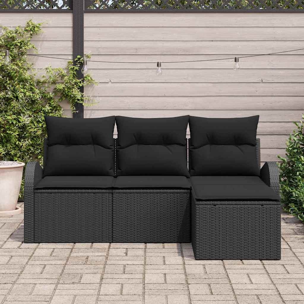 Set sofe s jastukom s pohranom 4 pcs Crna poliratan