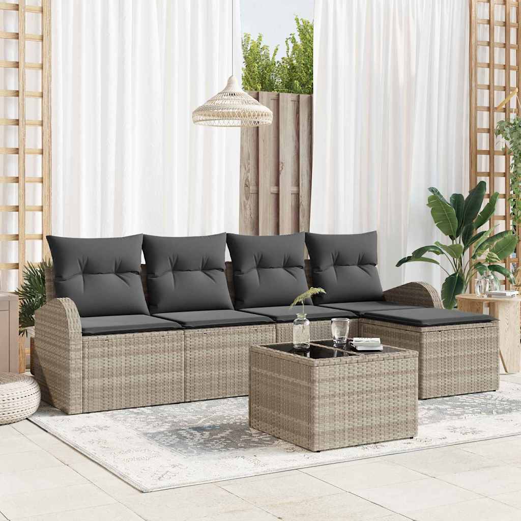 Set sofe s jastukom s pohranom 6 pcs Svijetlo siva poliratan