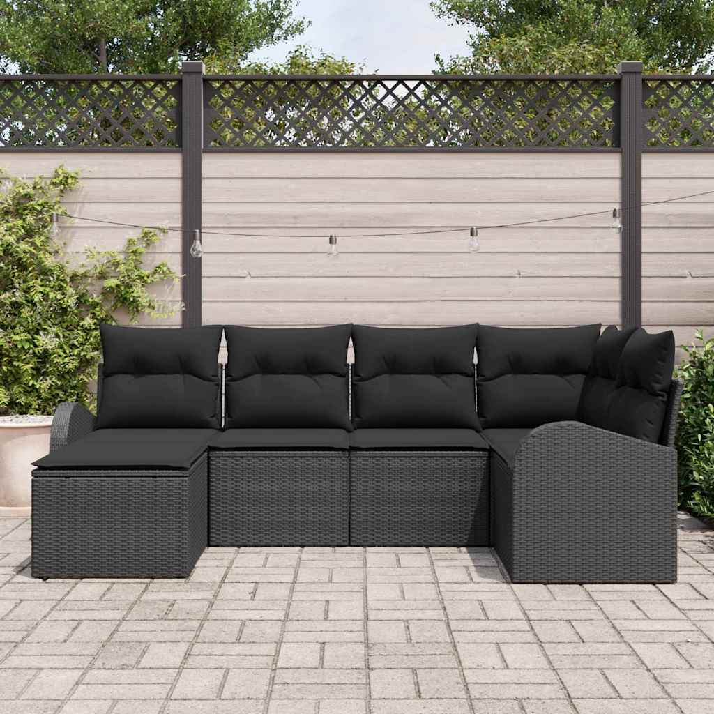 Set sofe s jastukom s pohranom 6 pcs Crna poliratan