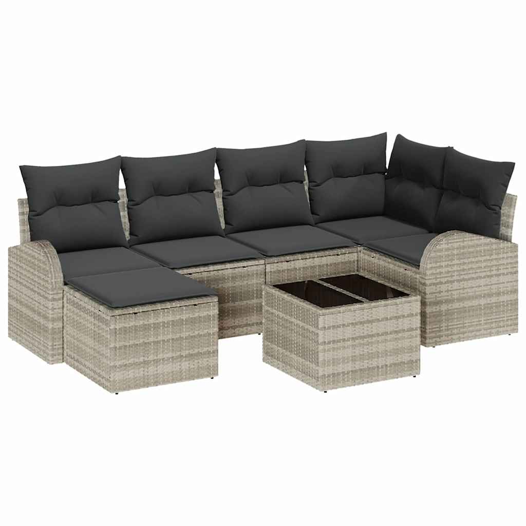 Set sofe s jastukom s pohranom 7 pcs Svijetlo siva poliratan