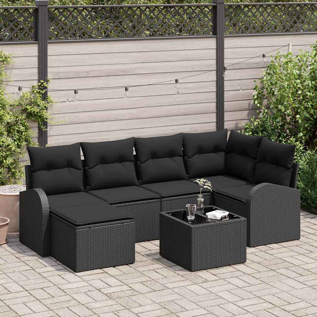 Set sofe s jastukom s pohranom 7 pcs Crna poliratan