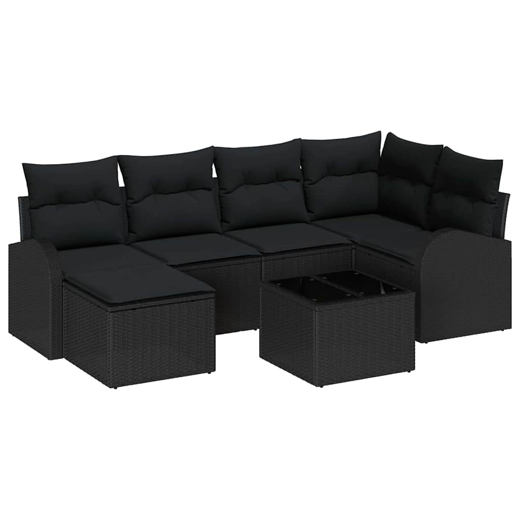Set sofe s jastukom s pohranom 7 pcs Crna poliratan