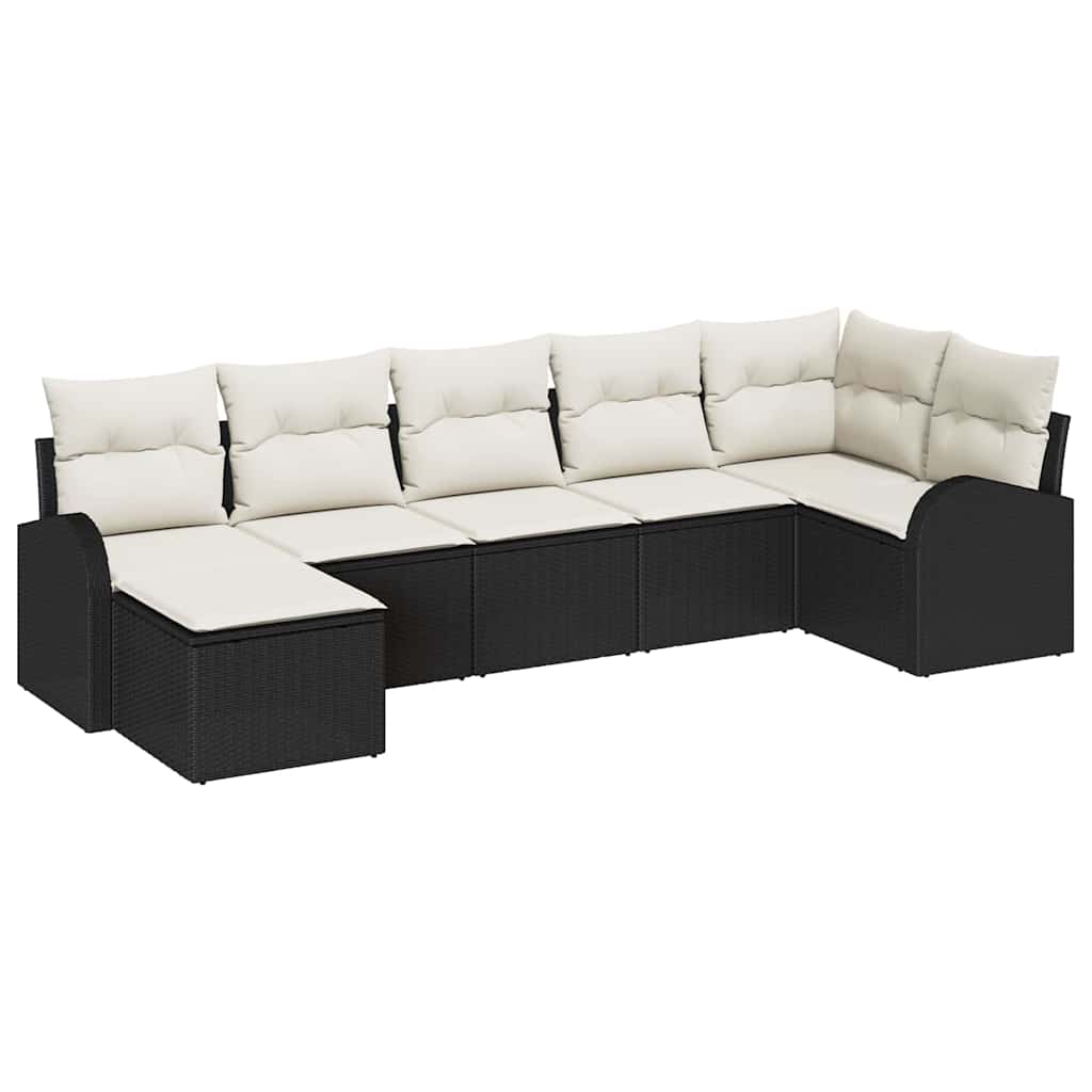 Set sofe s jastukom s pohranom 7 pcs Crna poliratan