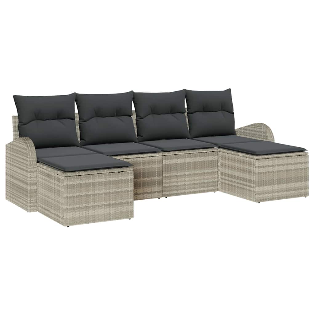 Set sofe s jastukom s pohranom 6 pcs Svijetlo siva poliratan
