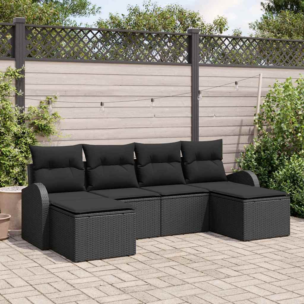 Set sofe s jastukom s pohranom 6 pcs Crna poliratan