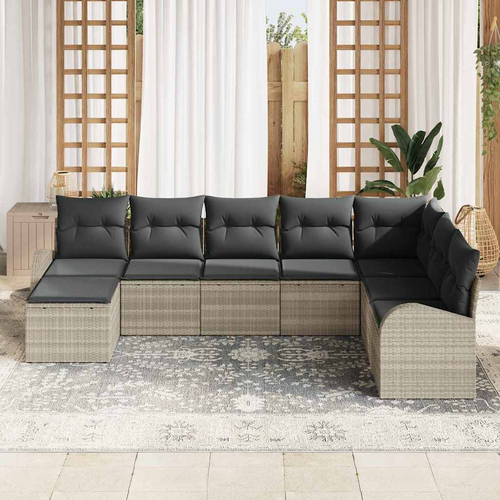 Set sofe s jastukom s pohranom 8 pcs Svijetlo siva poliratan