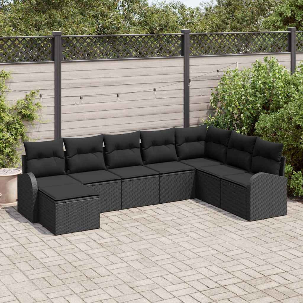 Set sofe s jastukom s pohranom 8 pcs Crna poliratan