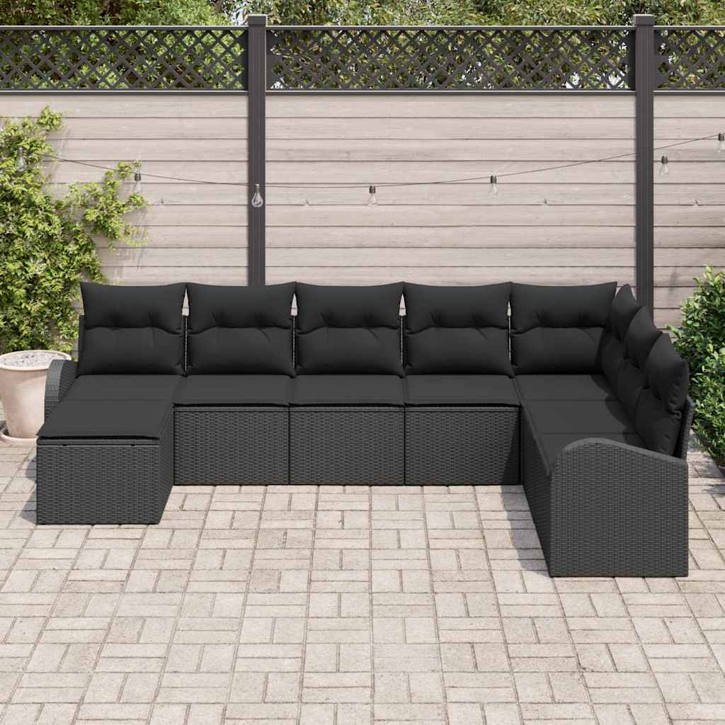 Set sofe s jastukom s pohranom 8 pcs Crna poliratan