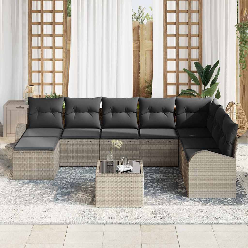 Set sofe s jastukom s pohranom 9 pcs Svijetlo siva poliratan