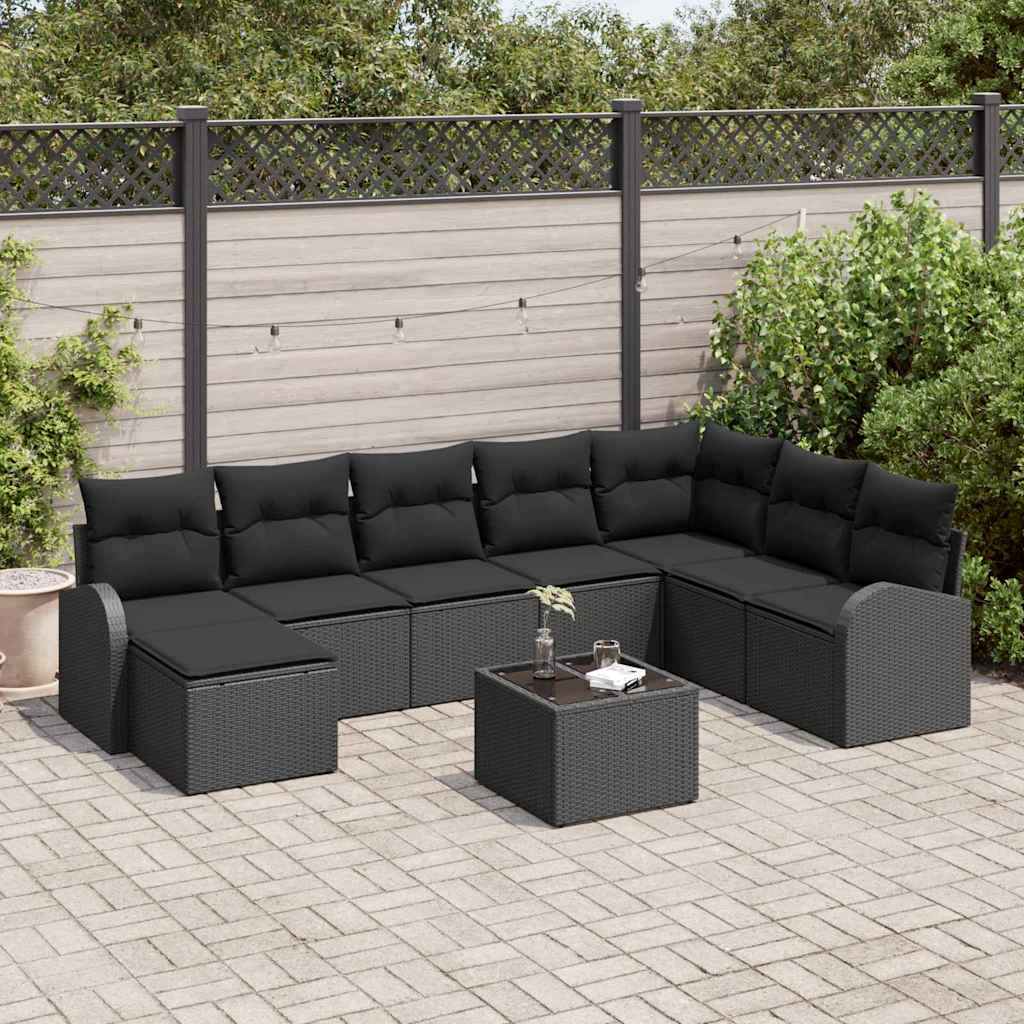 Set sofe s jastukom s pohranom 9 pcs Crna poliratan