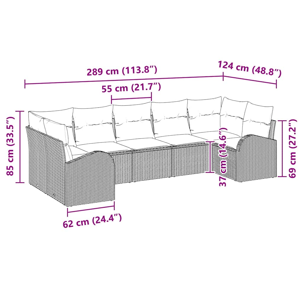 Sjedeća garnitura za vrt 7 pcs Crna i bijela poliratan
