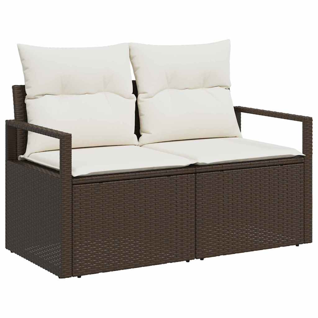 Sjedeća garnitura za vrt 9 pcs Smeđa i krem poliratan