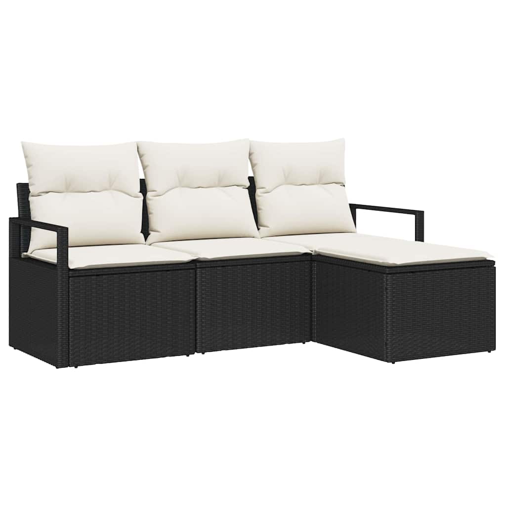 Set sofe s jastukom s pohranom 4 pcs Crna i Krema poliratan