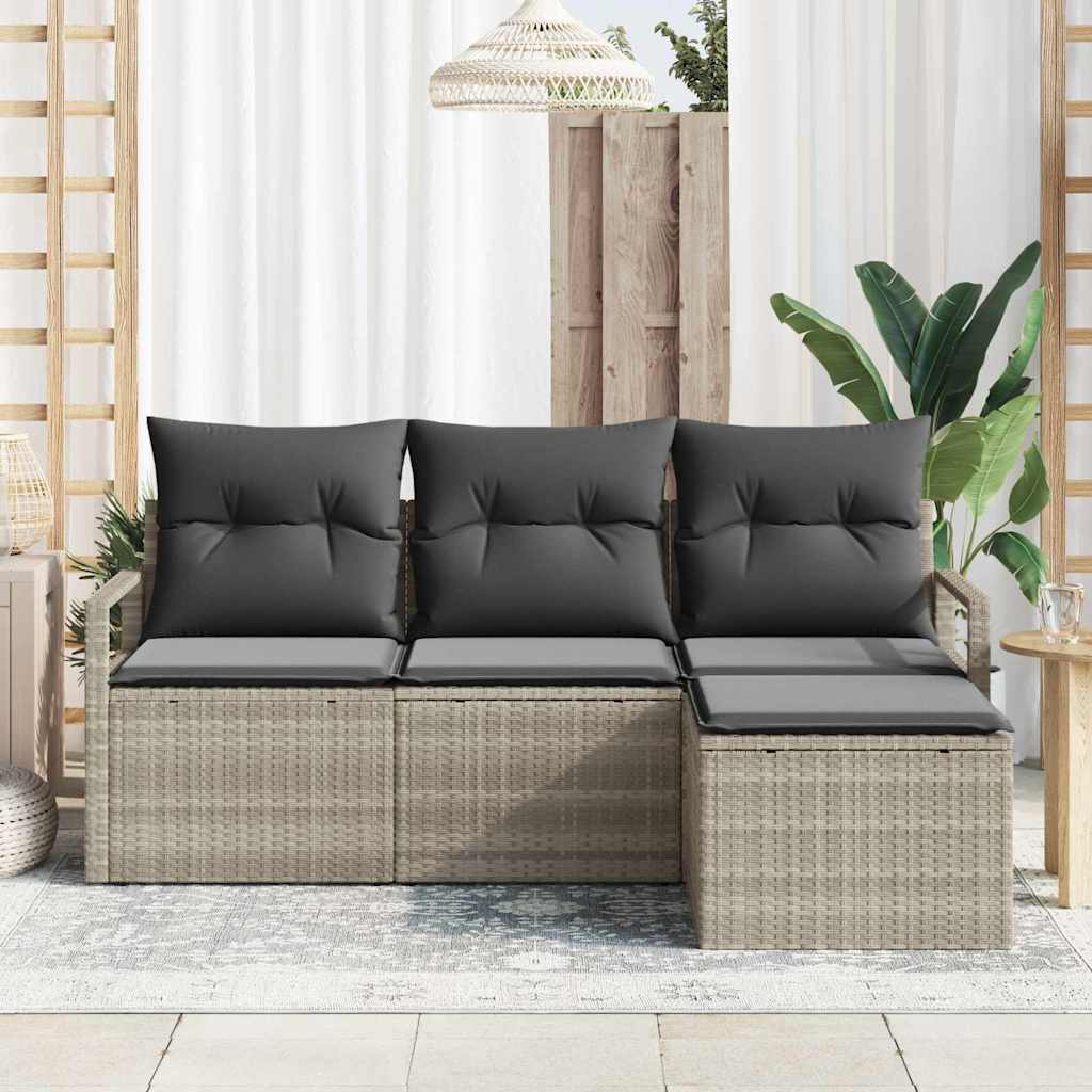 Set sofe s jastukom s pohranom 4 pcs Svijetlo siva poliratan