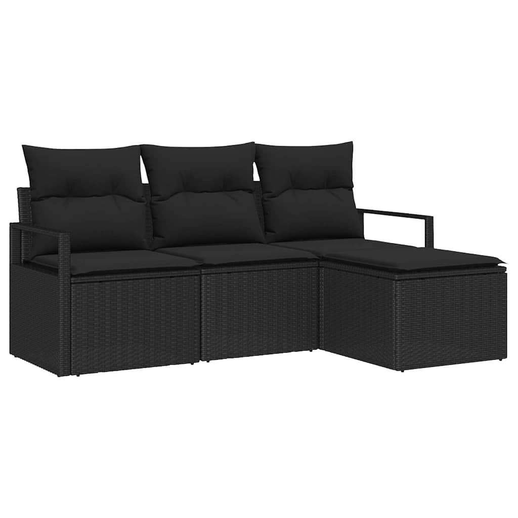 Set sofe s jastukom s pohranom 4 pcs Crna poliratan