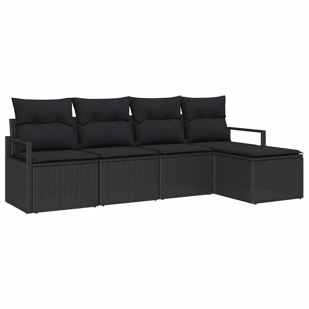 Set sofe s jastukom s pohranom 5 pcs Crna poliratan