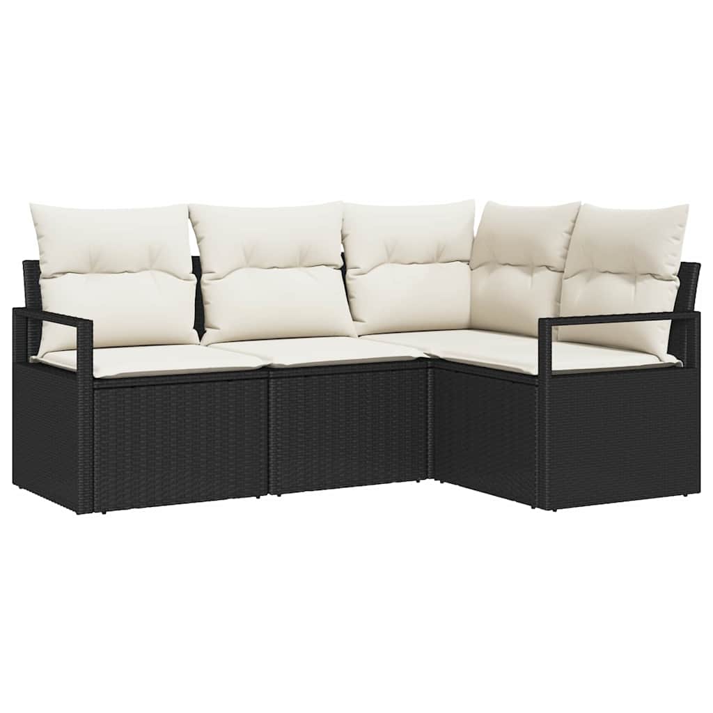 Set sofe s jastukom s pohranom 4 pcs Crna i Krema poliratan
