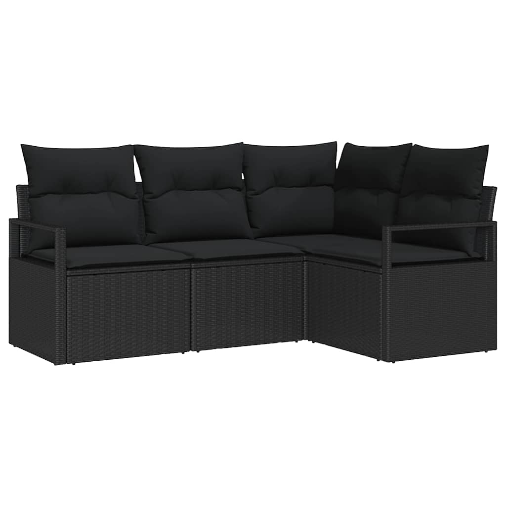 Set sofe s jastukom s pohranom 4 pcs Crna poliratan