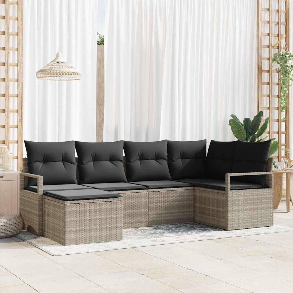 Set sofe s jastukom s pohranom 6 pcs Svijetlo siva poliratan