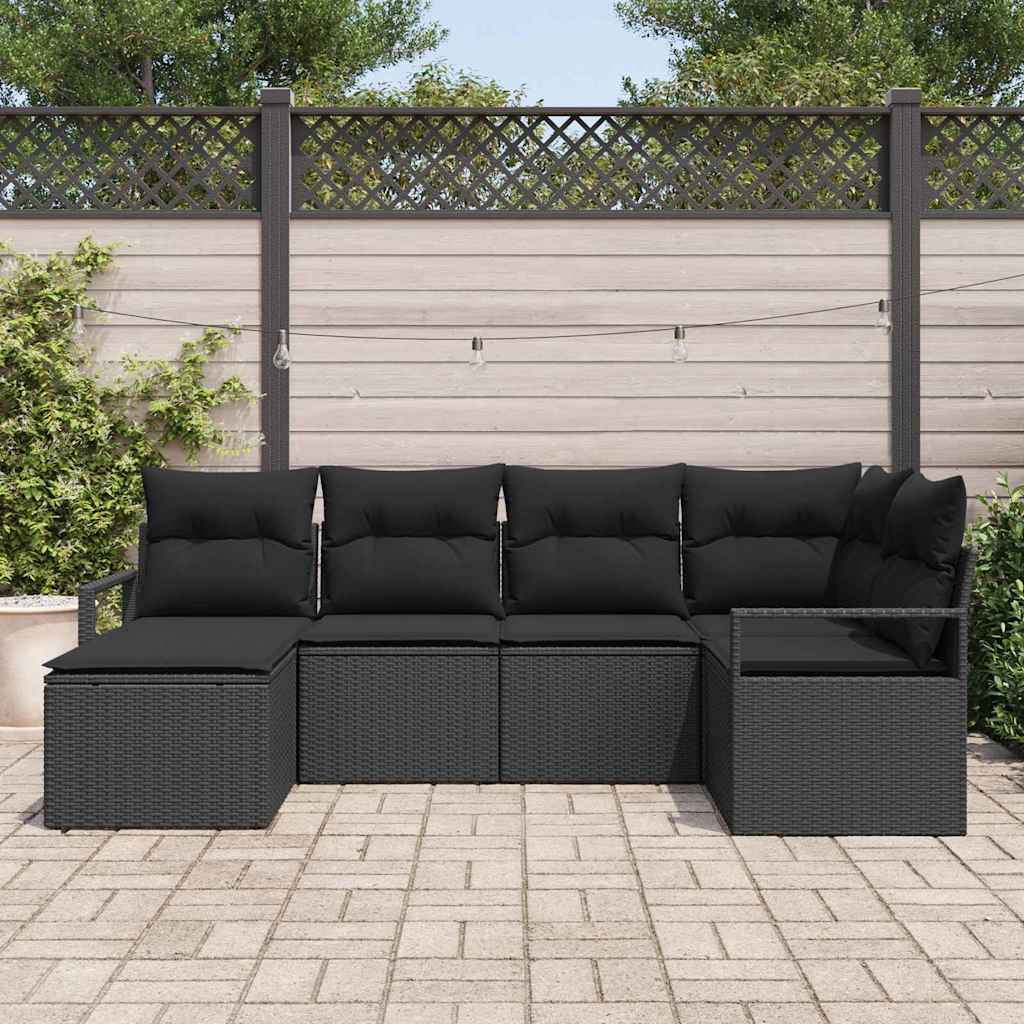 Set sofe s jastukom s pohranom 6 pcs Crna poliratan