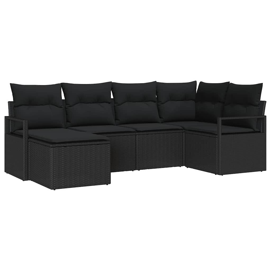 Set sofe s jastukom s pohranom 6 pcs Crna poliratan