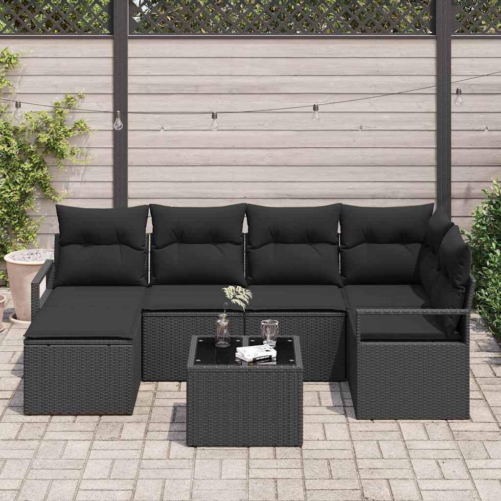 Set sofe s jastukom s pohranom 7 pcs Crna poliratan