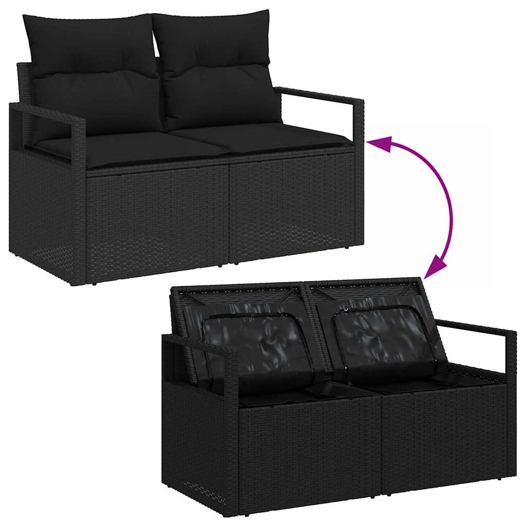 Set sofe s jastukom s pohranom 7 pcs Crna poliratan