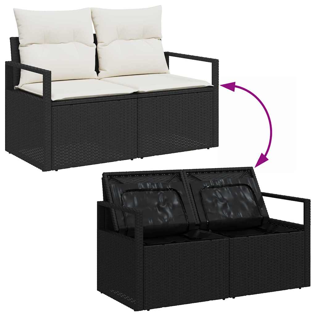 Set sofe s jastukom s pohranom 7 pcs Crna i Krema poliratan