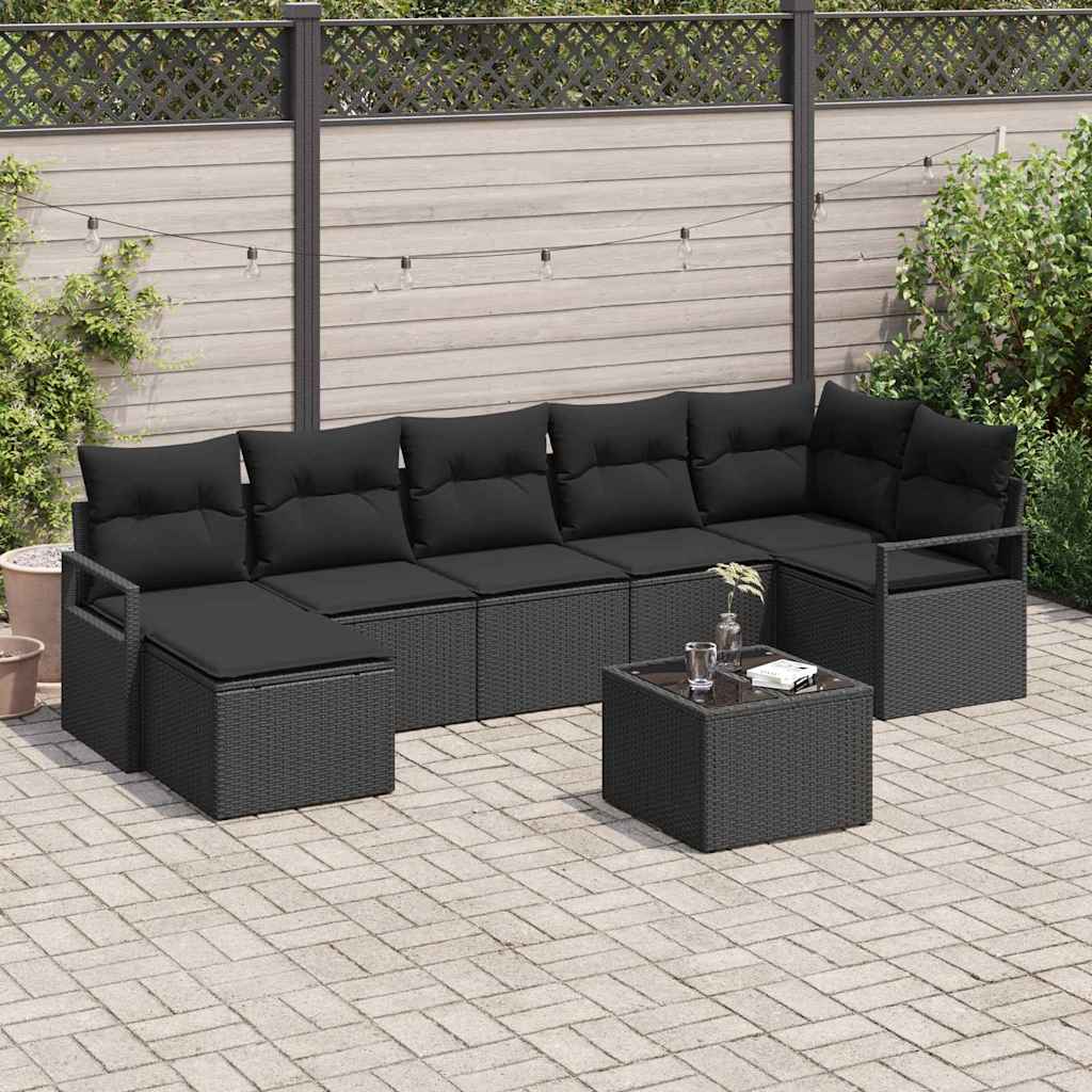 Set sofe s jastukom s pohranom 8 pcs Crna poliratan