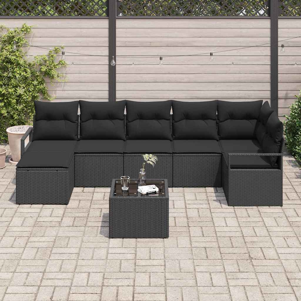 Set sofe s jastukom s pohranom 8 pcs Crna poliratan