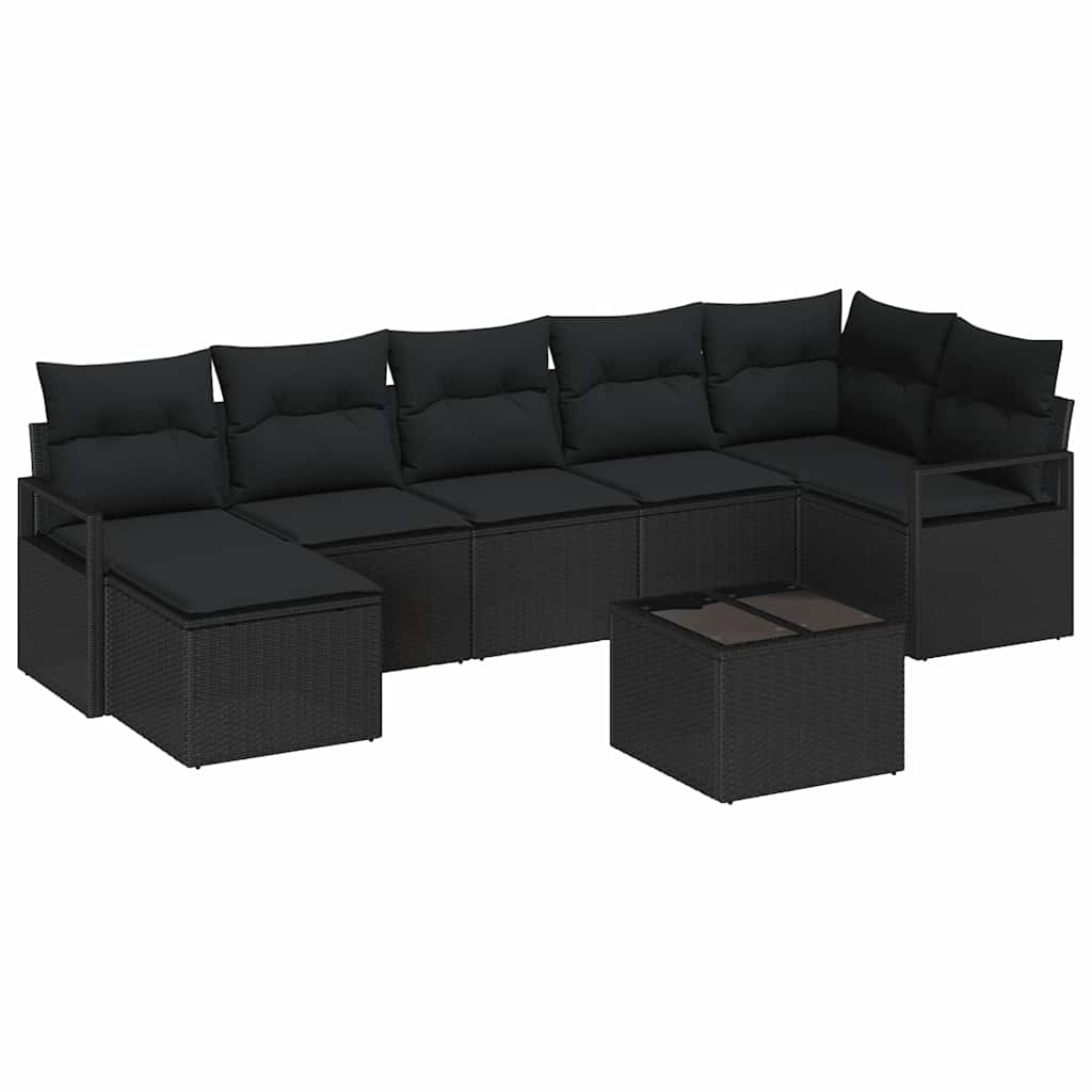 Set sofe s jastukom s pohranom 8 pcs Crna poliratan